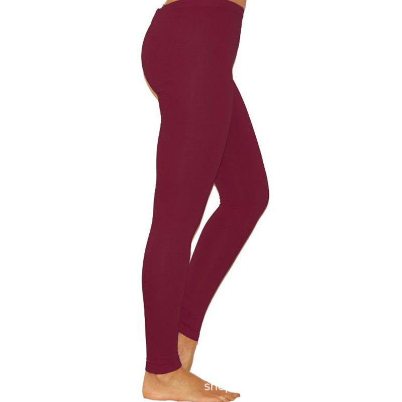 European And American New Ebay Amazon Wish Women's Solid Color Leggings Stretch Nine-Point Leggings Leggings