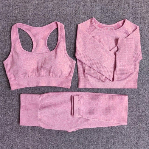 2/3/5PCS Seamless Women Yoga Set Workout Sportswear Gym Clothing