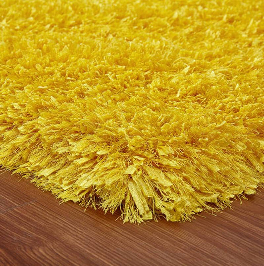 "Coral" Shag Area Rug High Pile in Yellow